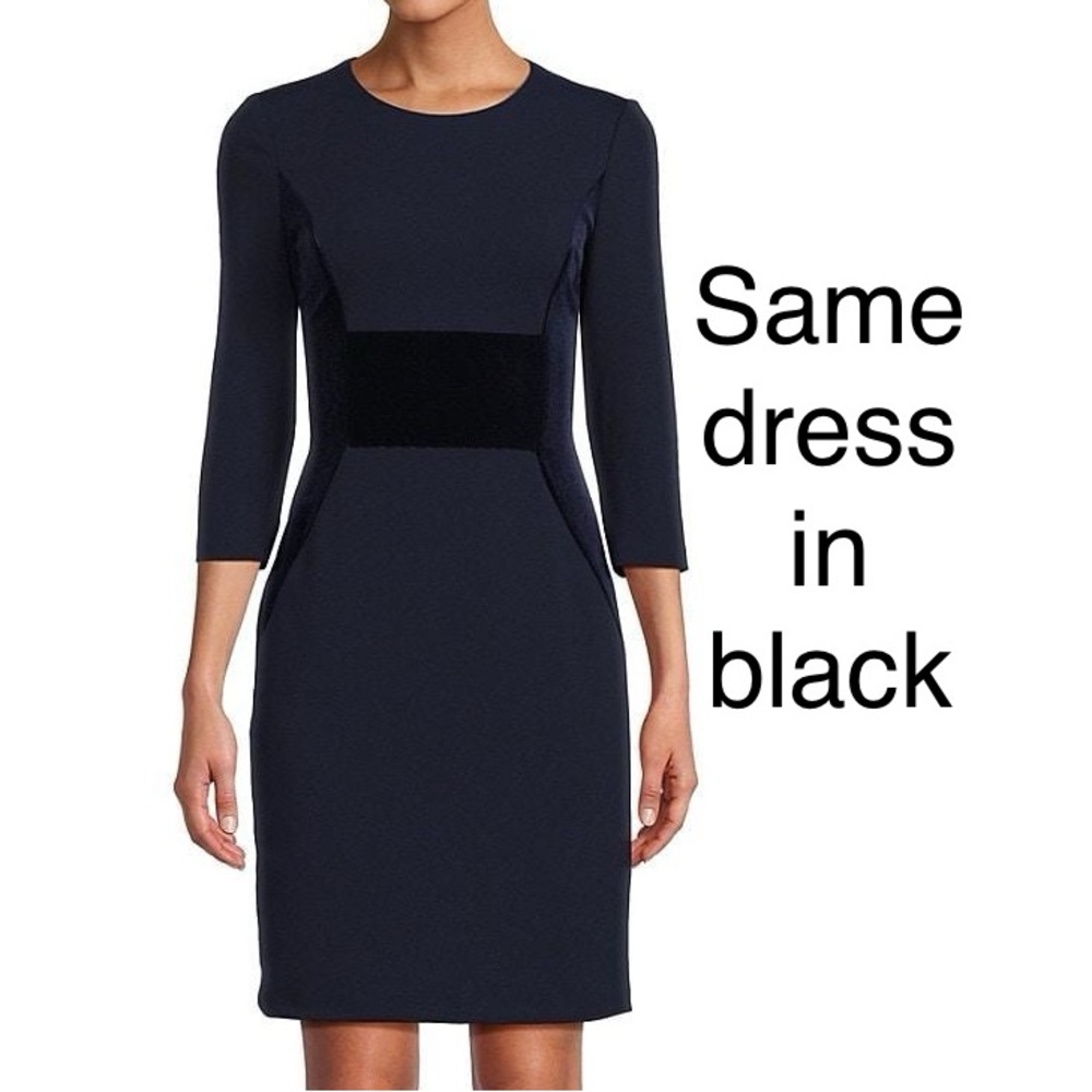 VINCE CAMUTO velvet trim dress in black